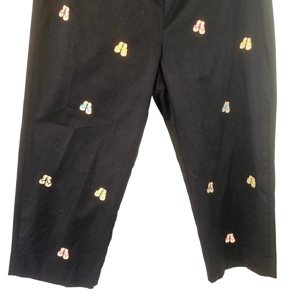Good Clothes Black Cotton Crop Pants Stretch Womens 12 Embroidered Sandals - Picture 4 of 9